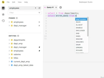 beekeeper studio-queries