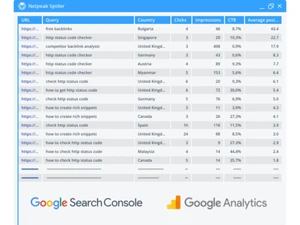 Netpeak Spider google console