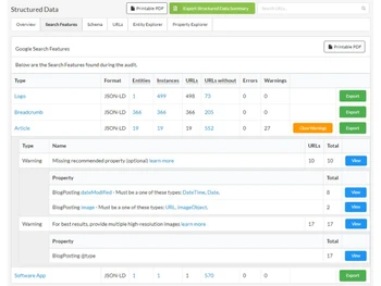 Sitebulb structured data