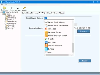 Email Backup Wizard Filter
