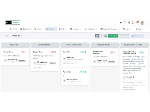 autofactory crm deals list