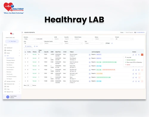 Healthray LIMS Dashboard