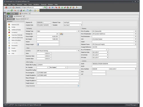 DataFreight shipment info