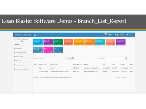 Loan Blaster-Branch List Report