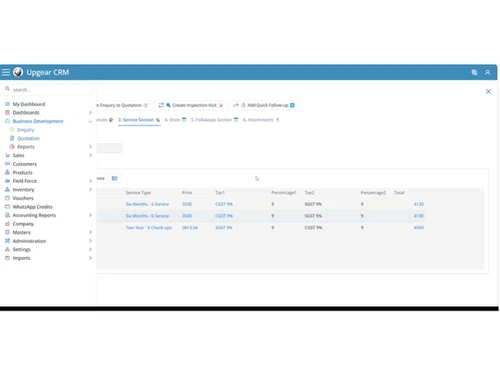 Upgear crm dashboard