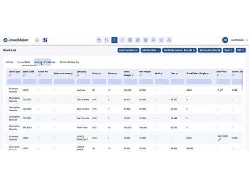 JewelMaker stock-list