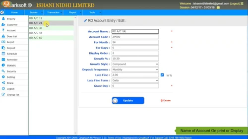 Nidhi Software account entry
