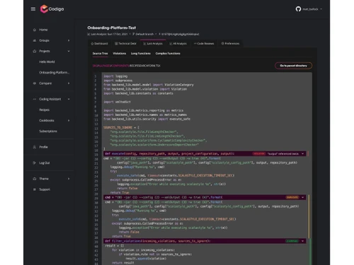 Codiga-code analysis