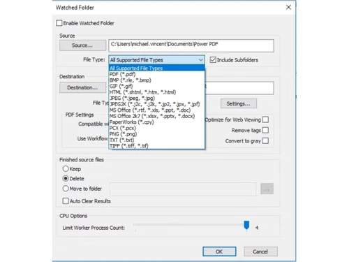 Tungsten Power PDF-setting