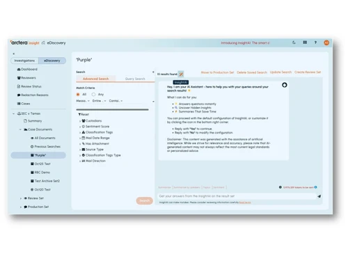 Arctera Insight eDiscovery-dashboard
