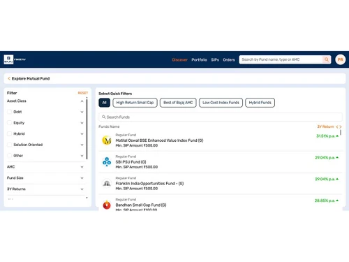Bajaj Broking MF filter