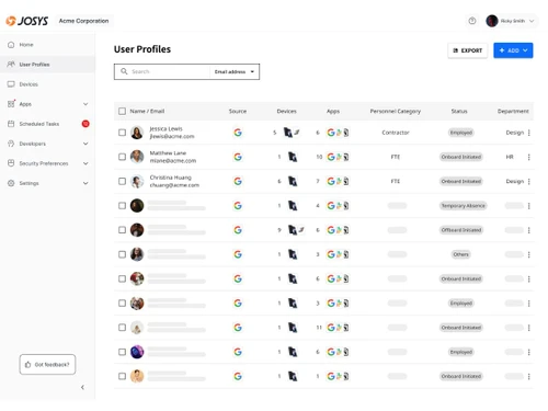 Josys-user profile