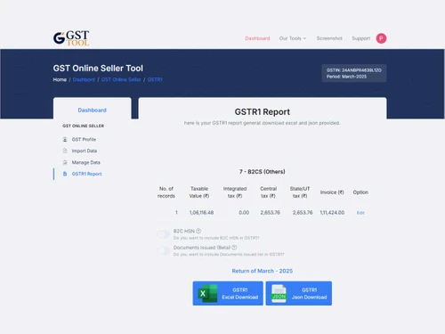GST Tool gstr1 report