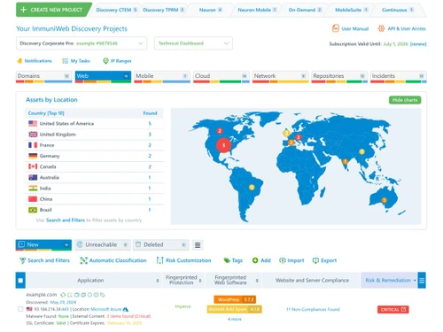 ImmuniWeb Discovery-dashboard