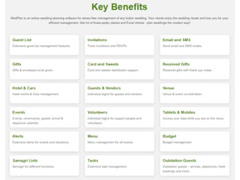 WedPlan-Key benifits