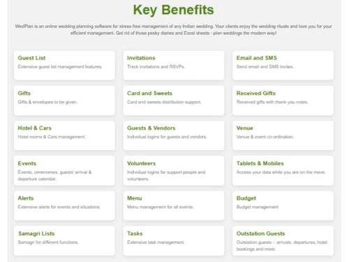 WedPlan-Key benifits