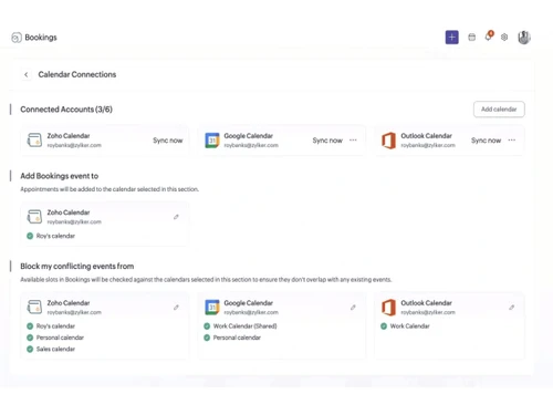 Zoho Bookings-calendar sync
