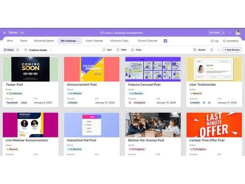 Zoho Tables-gallery view