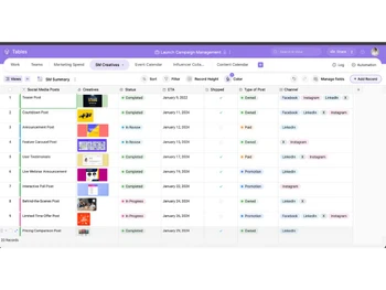Zoho Tables-grid view