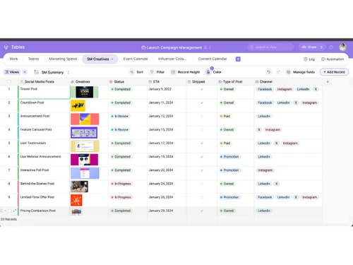 Zoho Tables-grid view