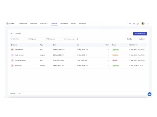 Zoho Shifts-time off