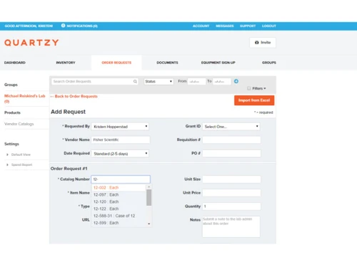 Quartzy-order requests