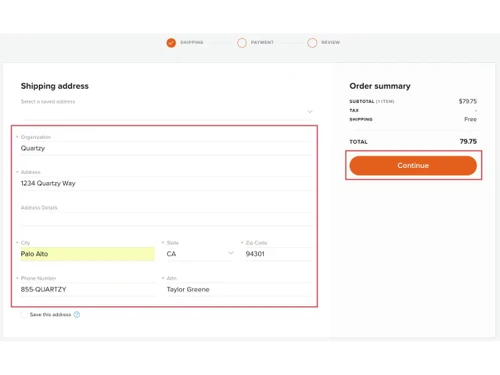 Quartzy-order summary