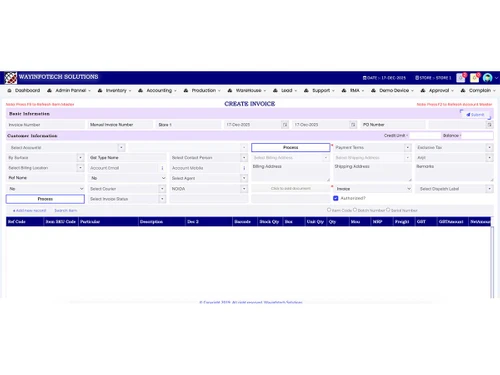 Wayinfotech erp admin