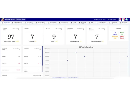 Wayinfotech erp dashboard
