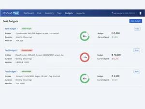 CloudYali cost budgets