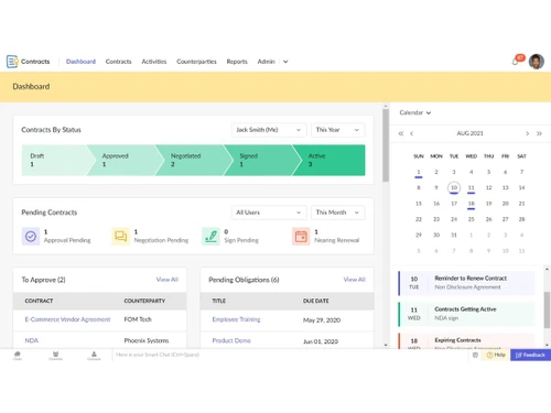 Zoho Contracts-dashbaord