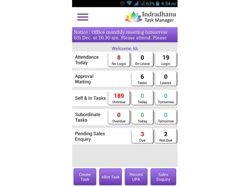 Indradhanu Task Manager home