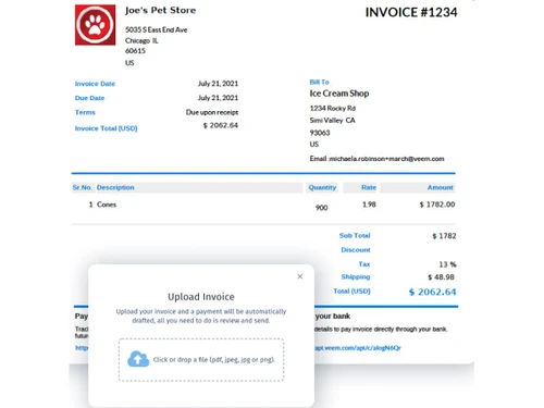 Veem-send invoice