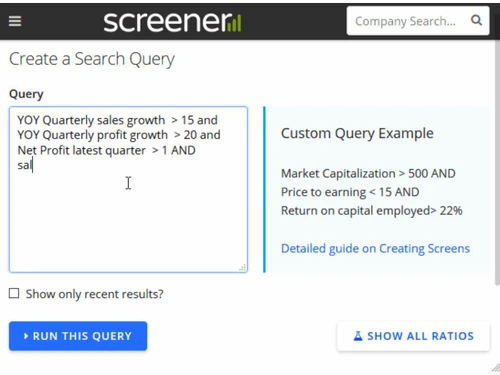 screener in-query