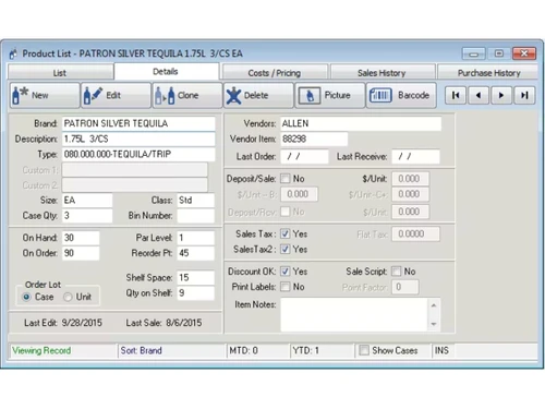 LiquorPOS-product list