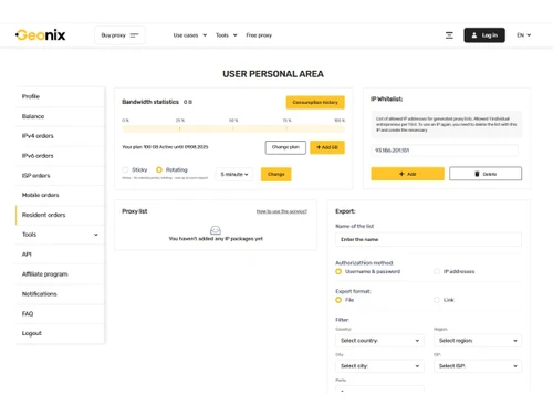 Geonix-resident orders