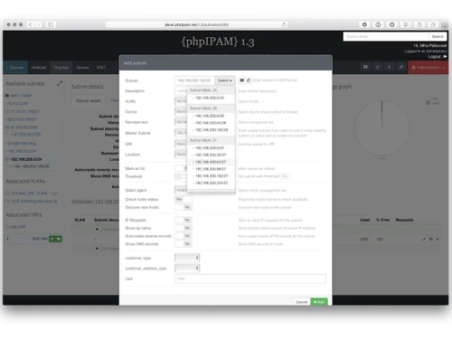 phpIPAM-subnet