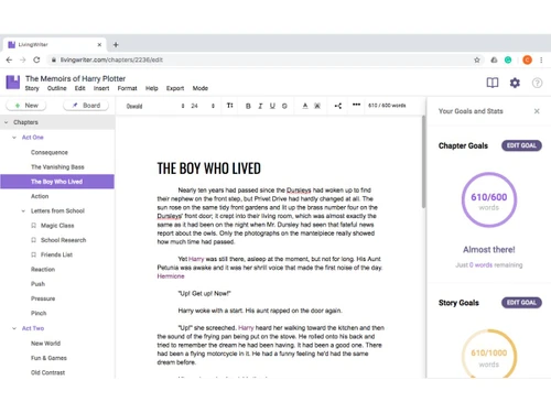 livingwriter-interface