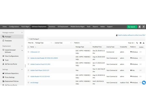 manageengine endpoint central-packages