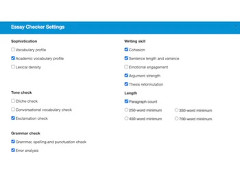 virtual writing tutor-settings