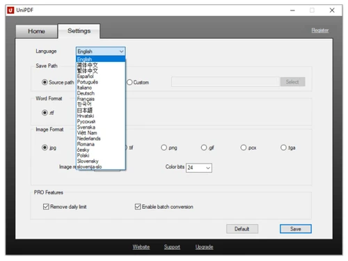 UniPDF-language