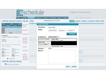 eSchedule-create new shift