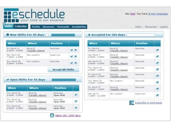 eSchedule-shifts tab