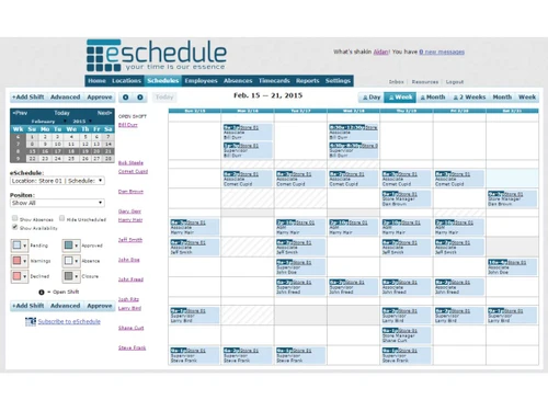 eSchedule-weekly schedule
