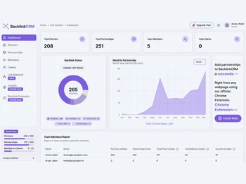 BacklinkCRM dashboard