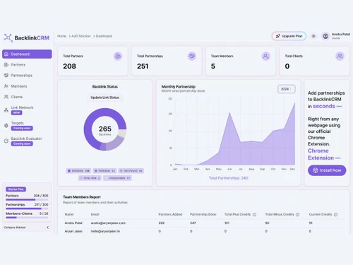 BacklinkCRM dashboard