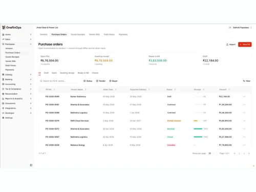 onefinops purchase orders