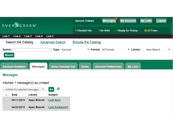 Evergreen ILS-messages