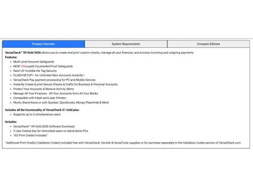 VersaCheck X9-overview