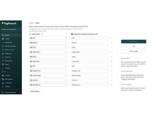 Hightouch-field mapping